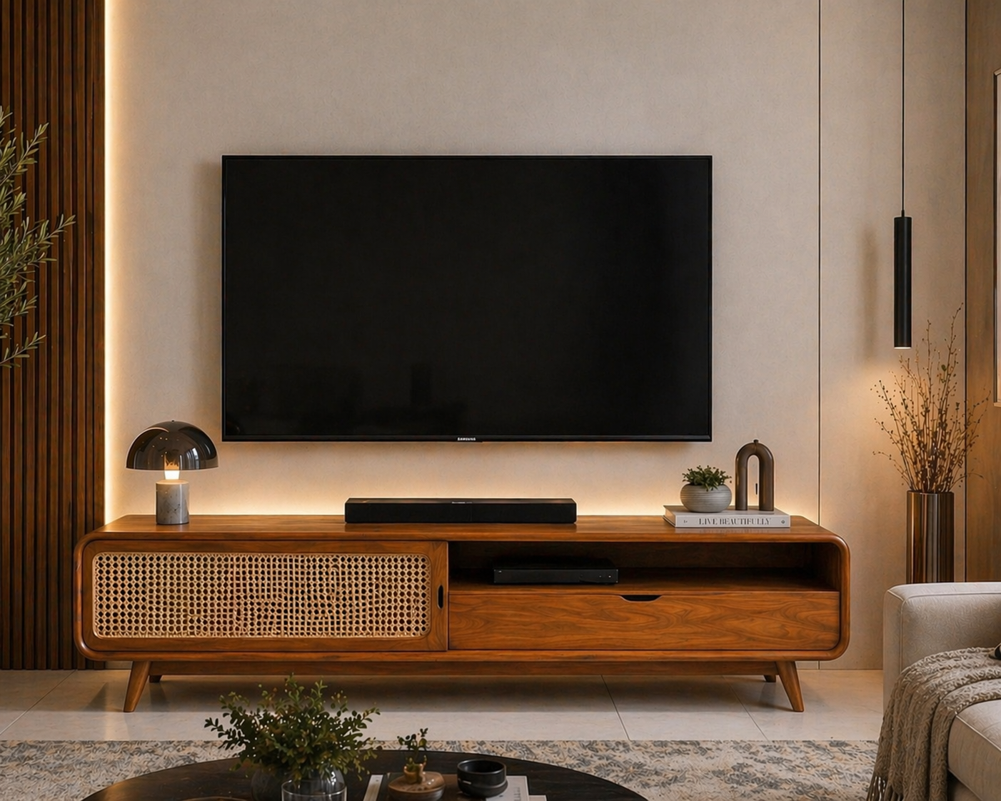 Luxury Natural Wood TV Console