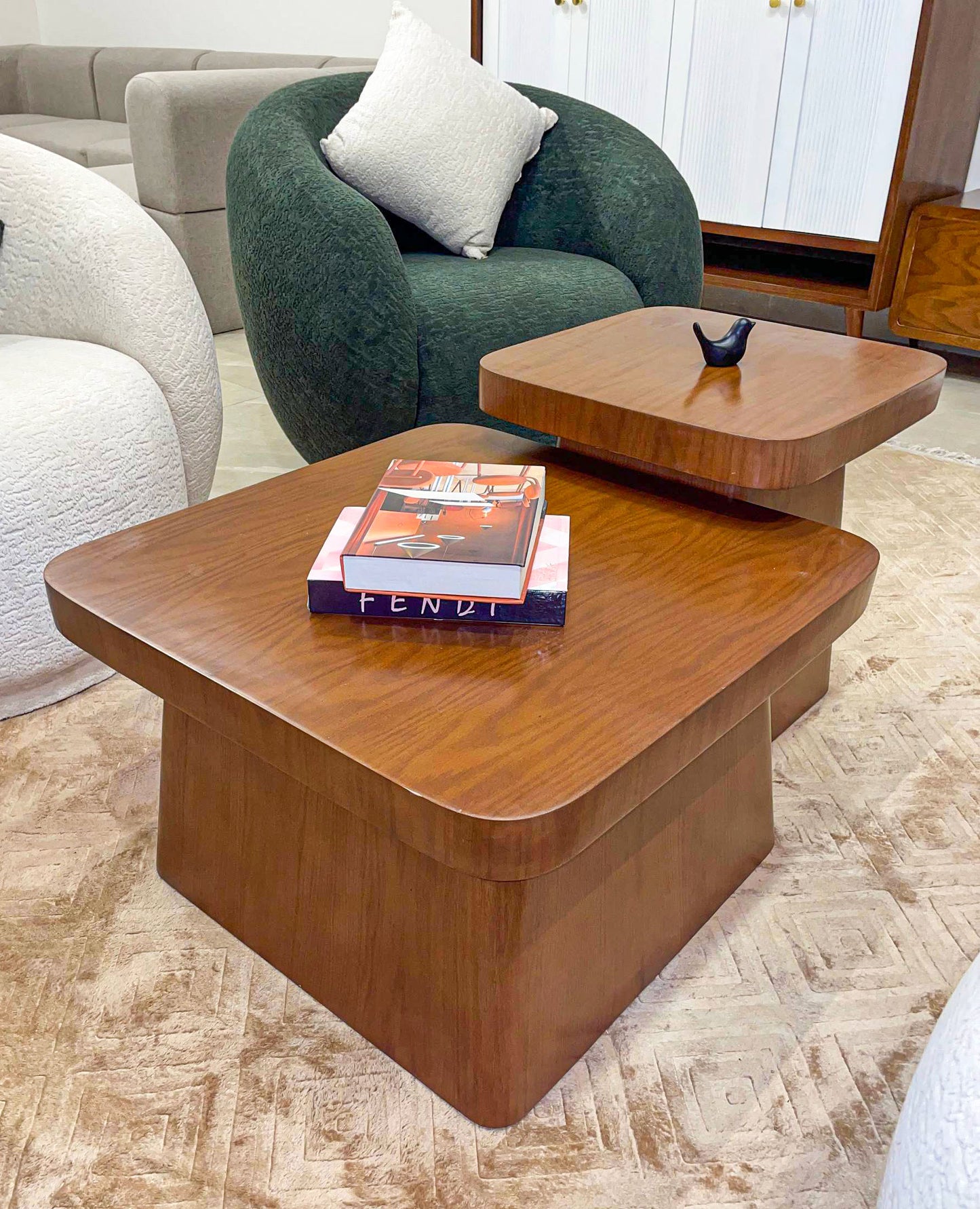 Two pyramid coffee tables